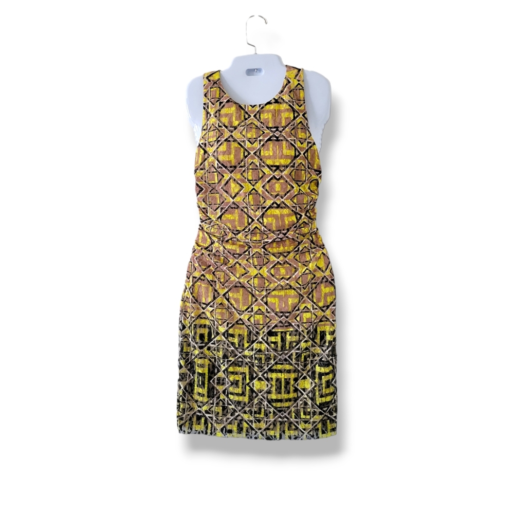 Phoebe Couture | EUC Geo Abstract Burnout Crossback Cocktail Dress (SIZE S)